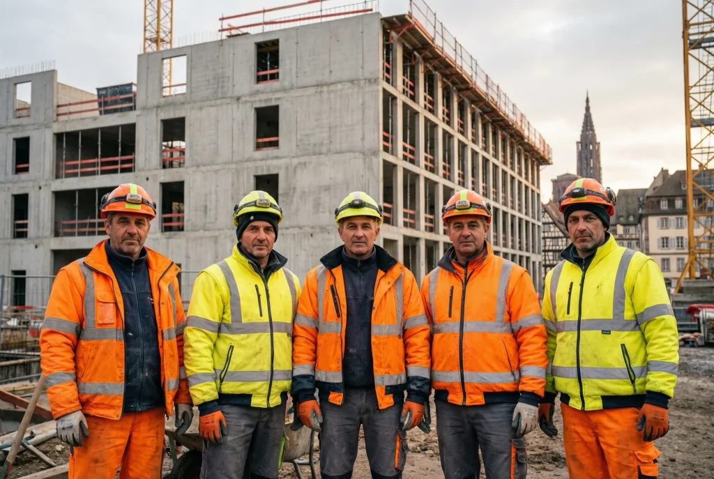 Compagnons SOCARA en tenue de chantier