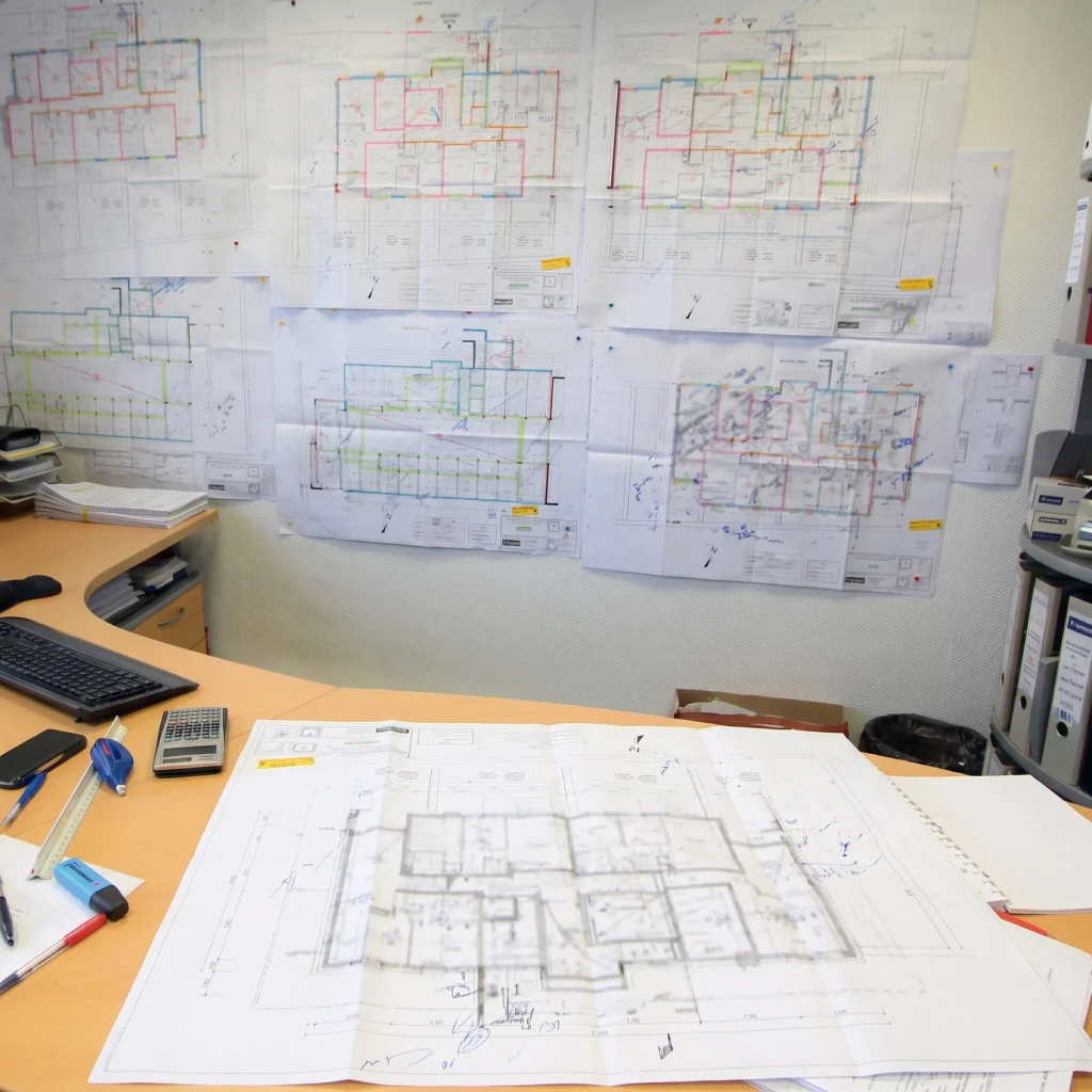 Plans de construction étudiés par le bureau d'études
